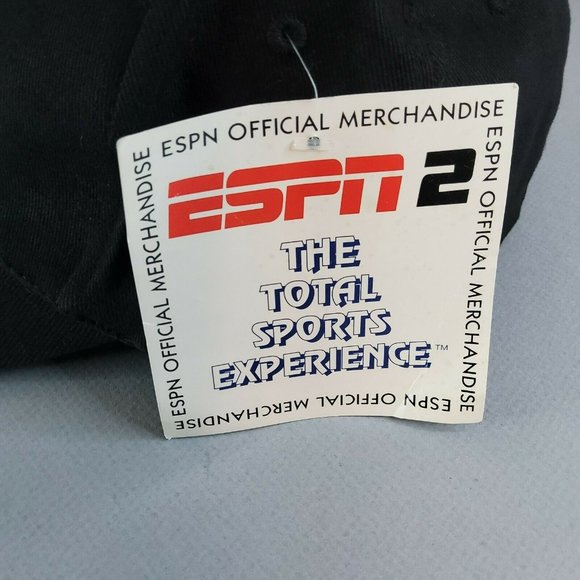 ESPN Logo Black Red Back Baseball Cap Hat NWT One Size Fits Most - Picture 9 of 9